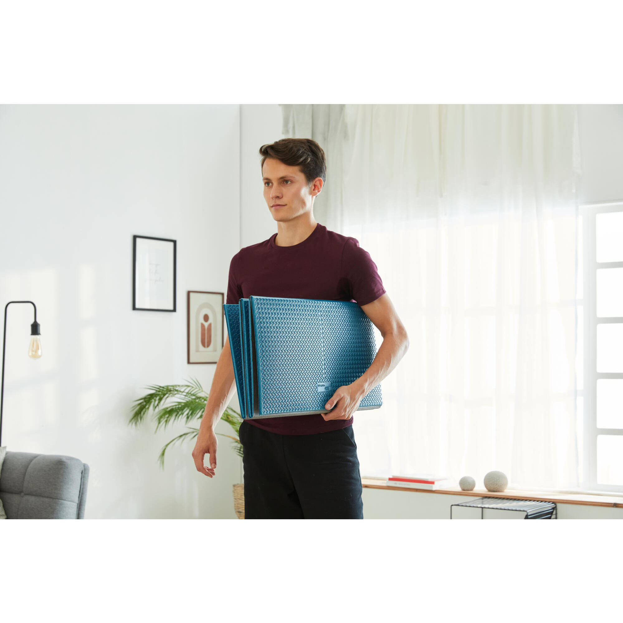 Foldable fitness mat 7 mm - Tone mat S blue