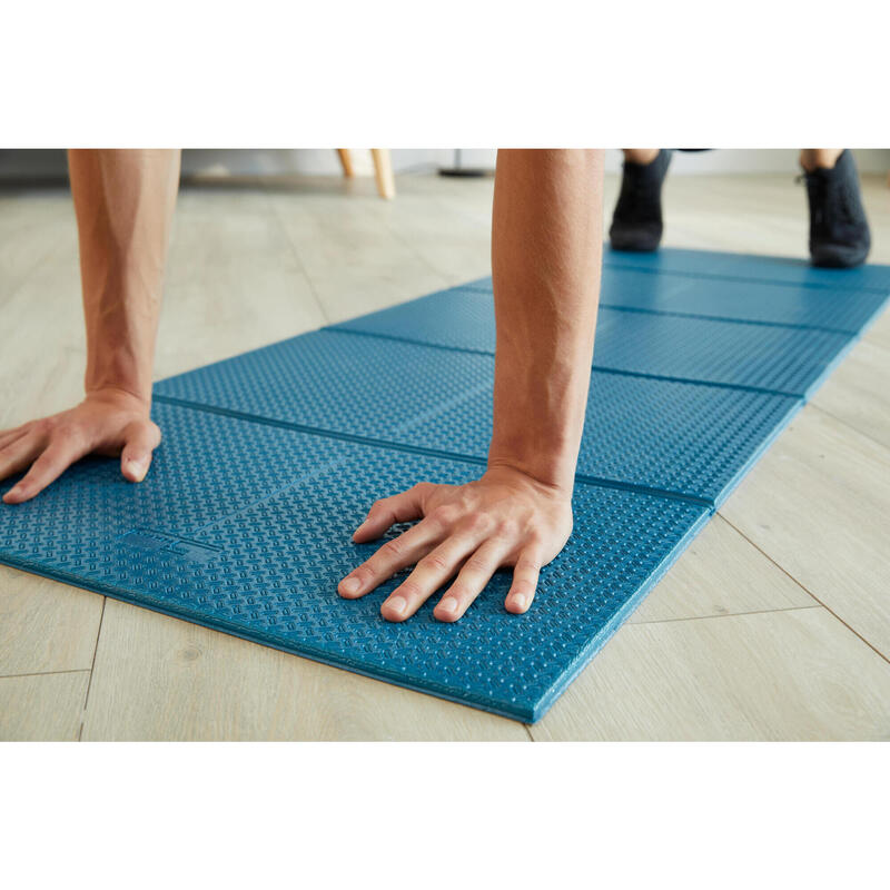 Tapis de fitness 100 pliable 160 cm x 58 cm x 7 mm bleu