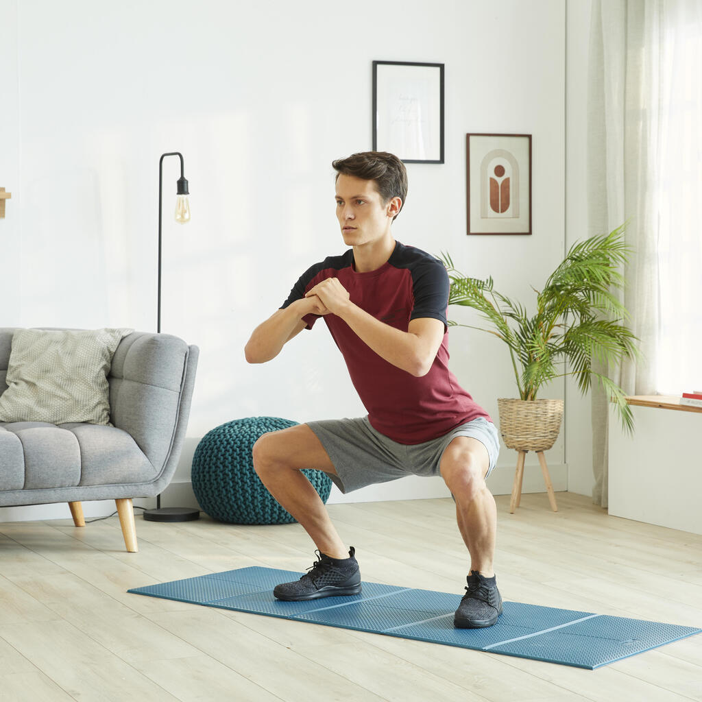 Tapis de fitness pliable épaisseur 7 mm, bleu