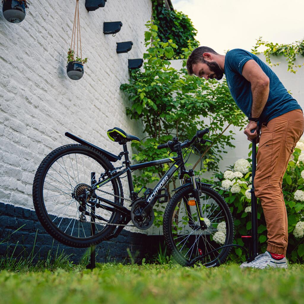 Bomba de pie para bicicleta Btwin 500 negra
