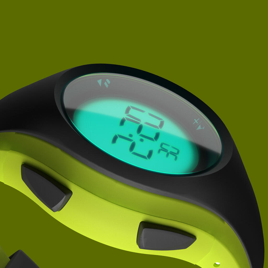 Bežecké hodinky so stopkami W200 M sivo-žlté