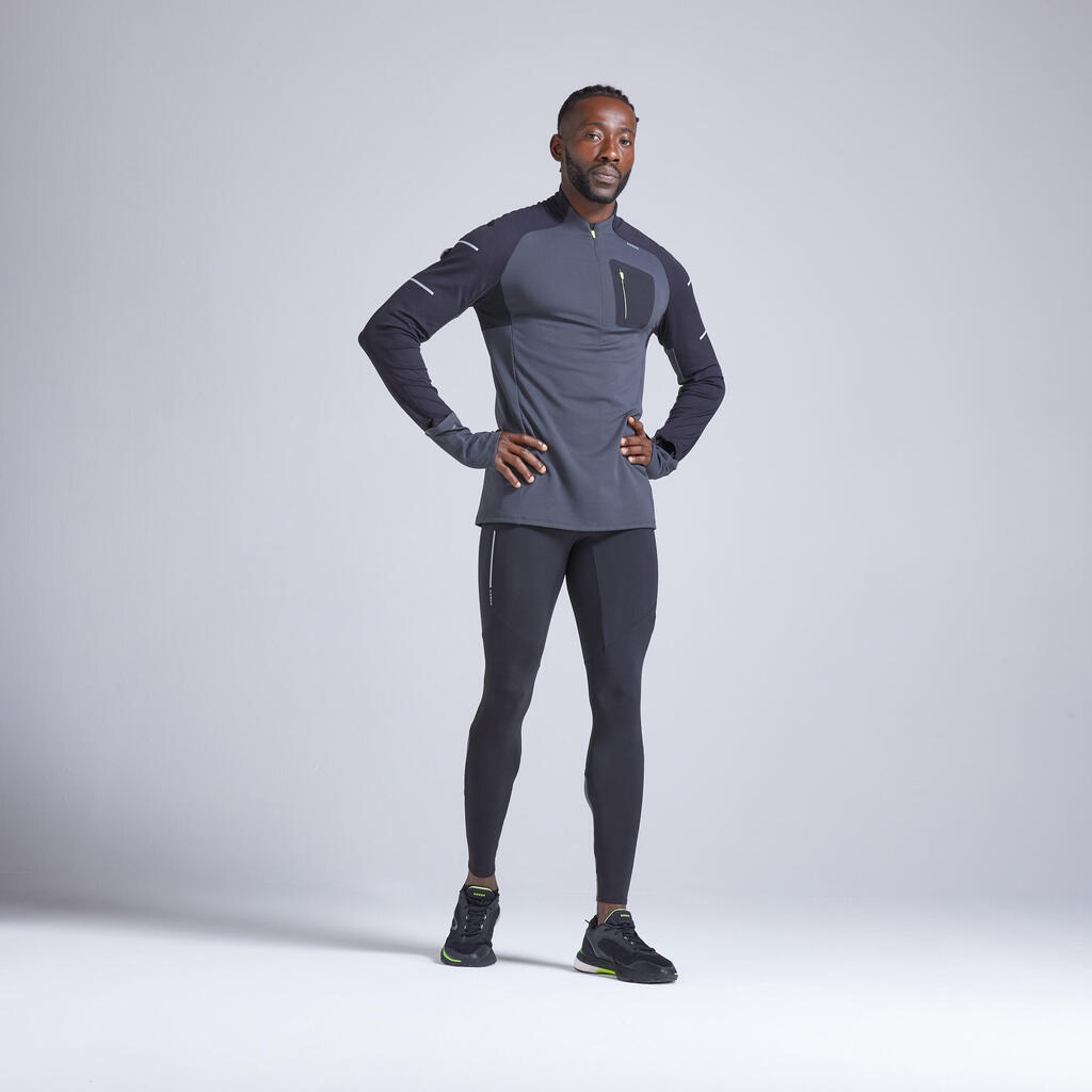  MEN'S KIPRUN WARM RUNNING TIGHTS - BURGUNDY