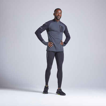 Kiprun Warm Men's Running Tights - Black/Grey