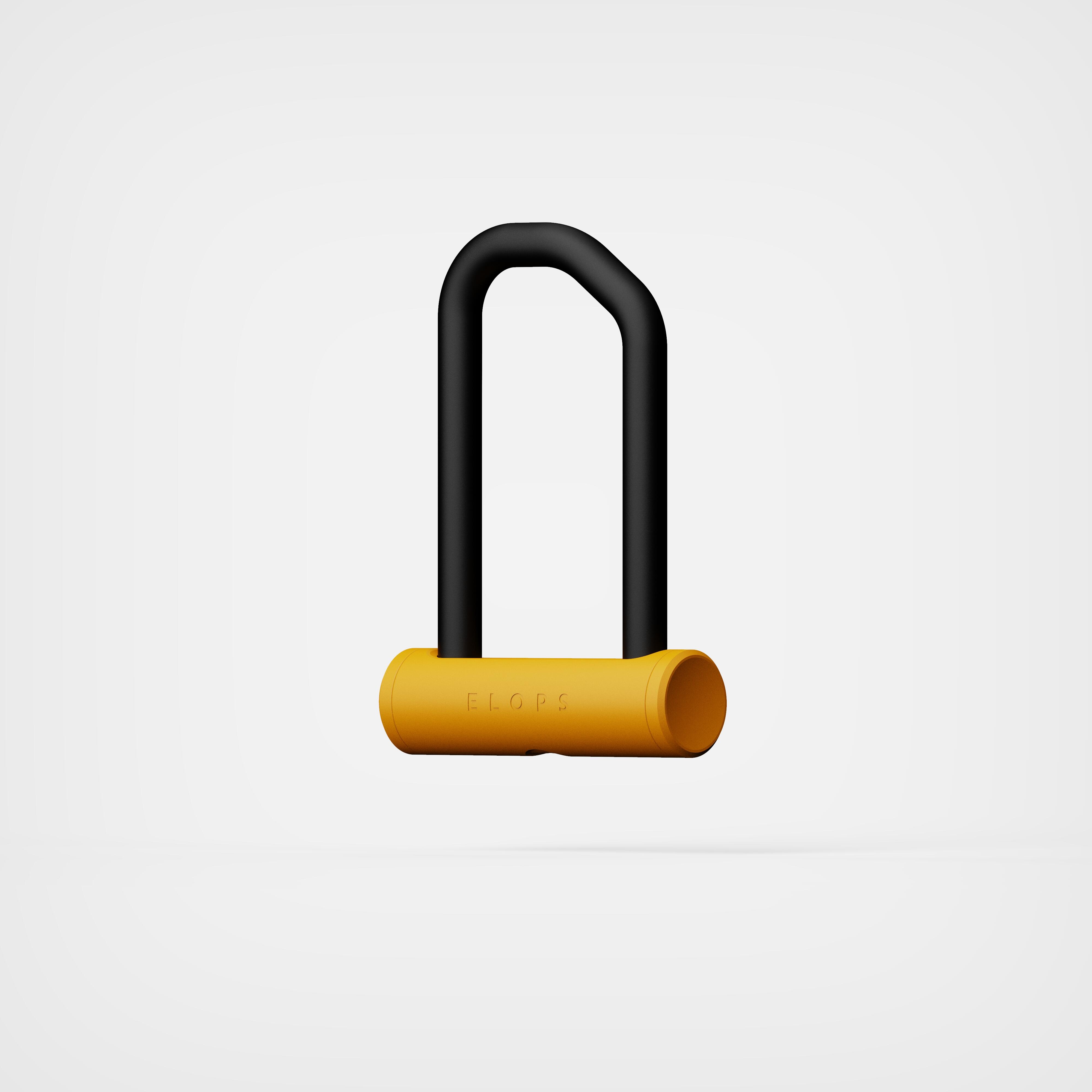 Bike ULock + Cable Set ART2 920 Yellow Sunset yellow, black Elops Decathlon