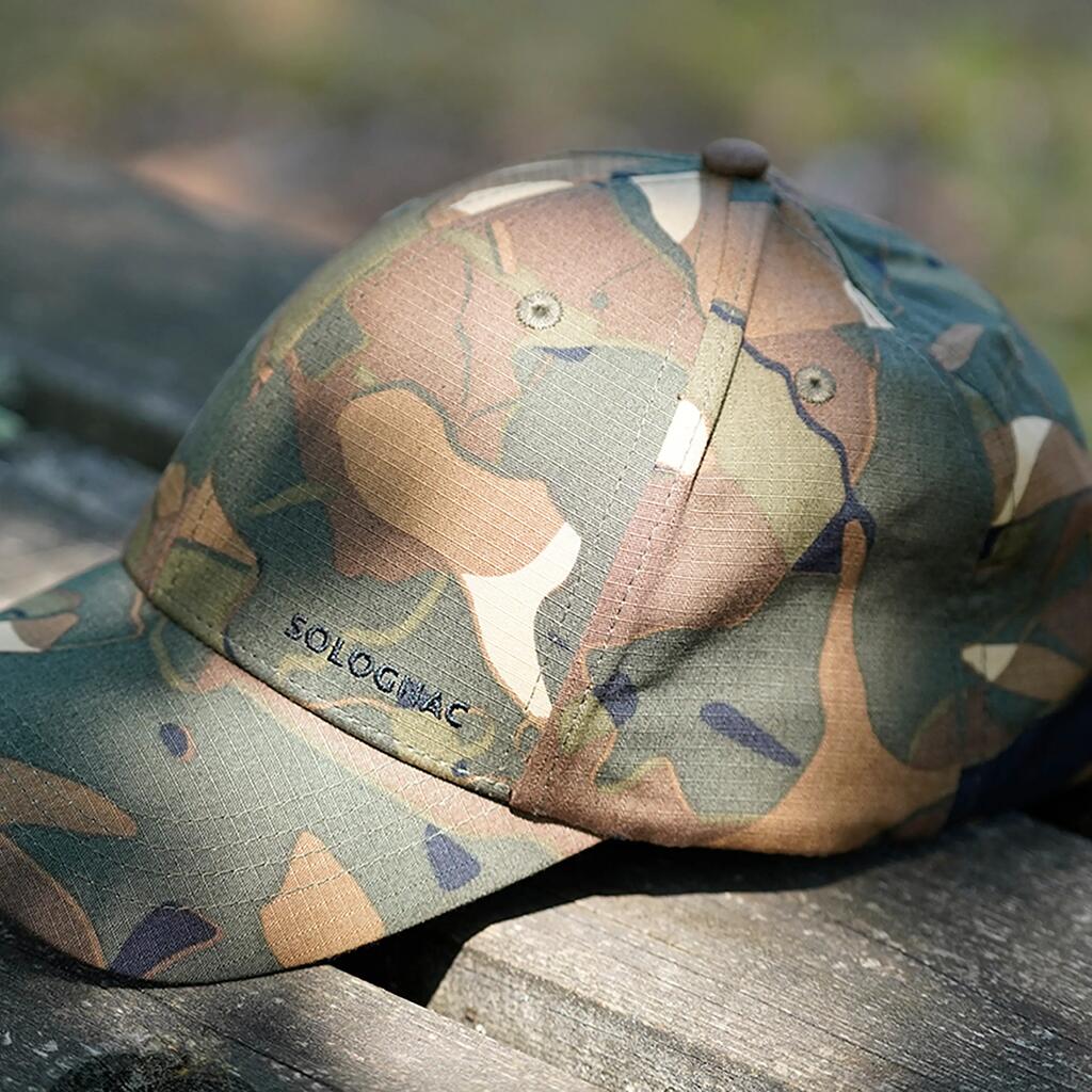 Durable hunting cap 500 - Woodland Camo Green and Brown