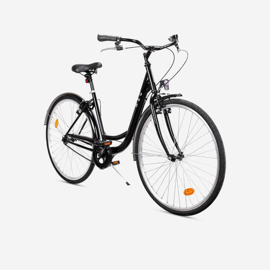 bici da città WEG telaio basso 28" nera monovelocità.