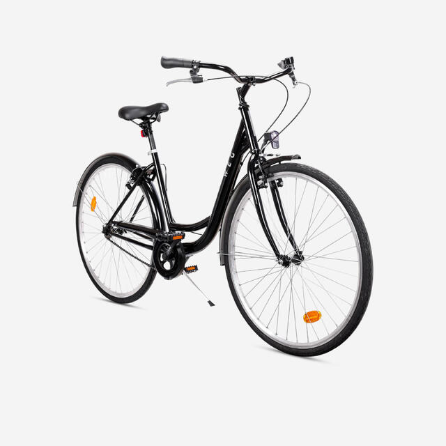 bici da città WEG telaio basso 28" nera monovelocità.