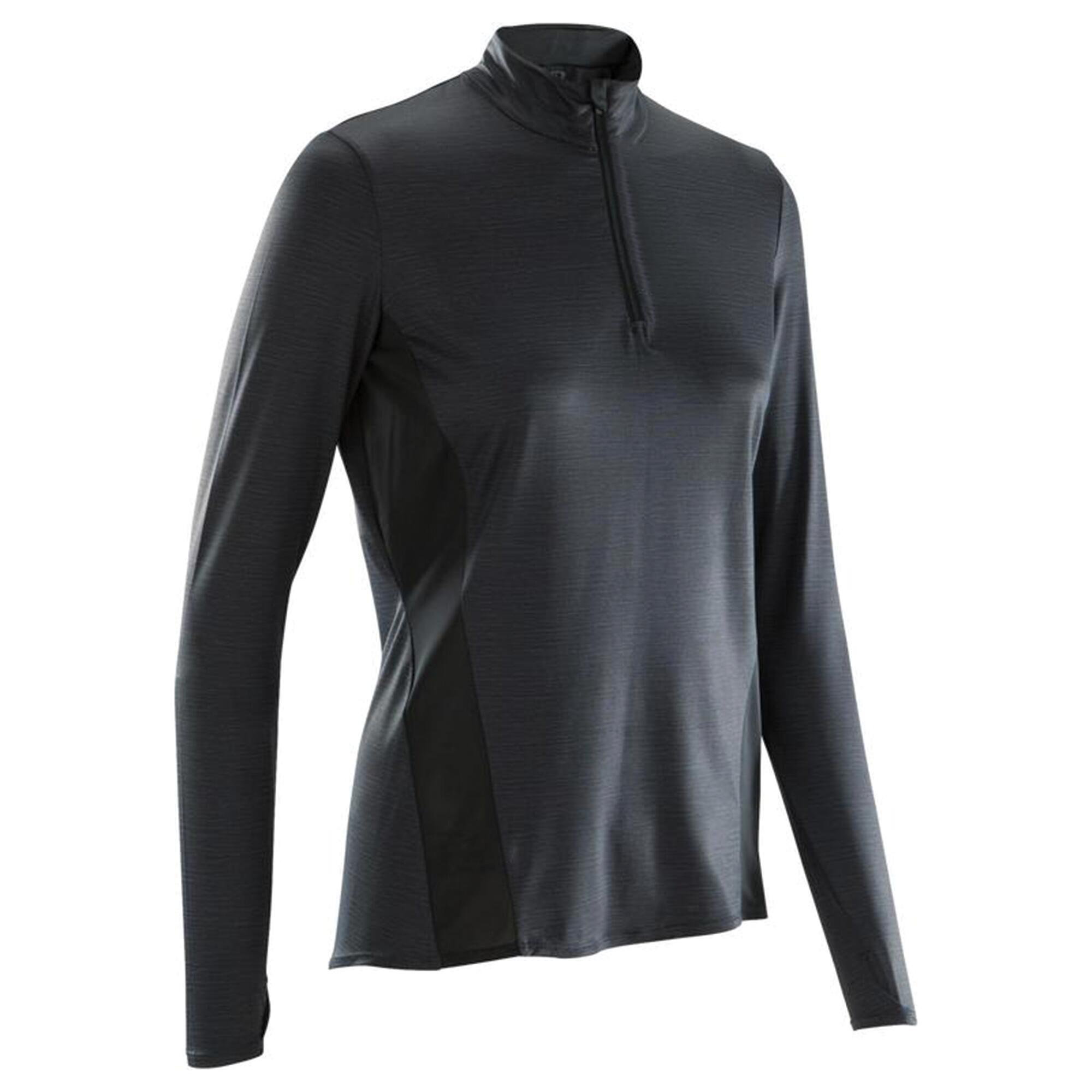 KIPRUN Maglia manica lunga running donna RUN 100 DRY nera