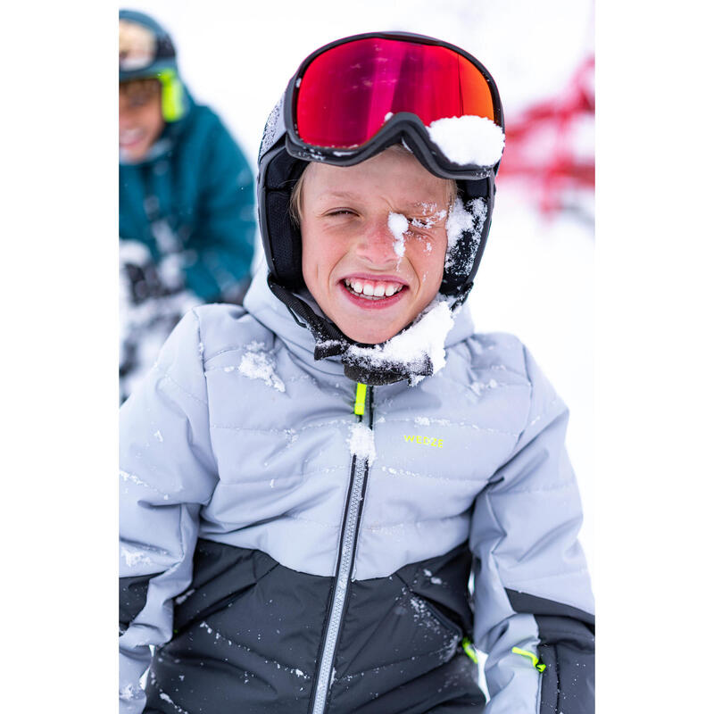 Casaco Acolchoado de Ski Quente e Impermeável 180 Warm Criança - Preto e Cinzento