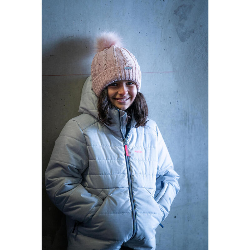 Casaco acolchoado de ski criança quente e impermeável - 100 WARM cinzento