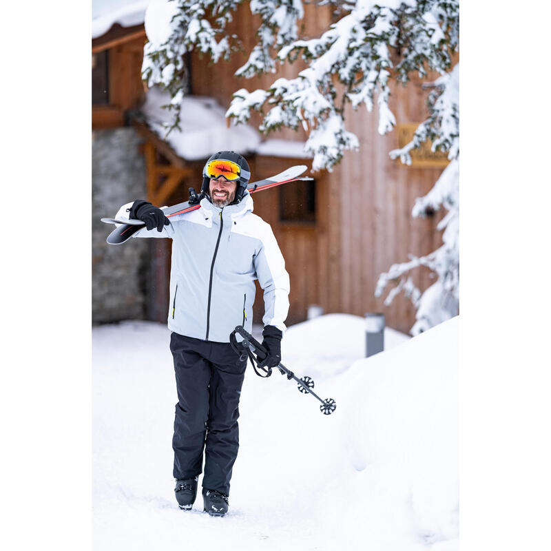 男款滑雪外套 500 白色／灰色