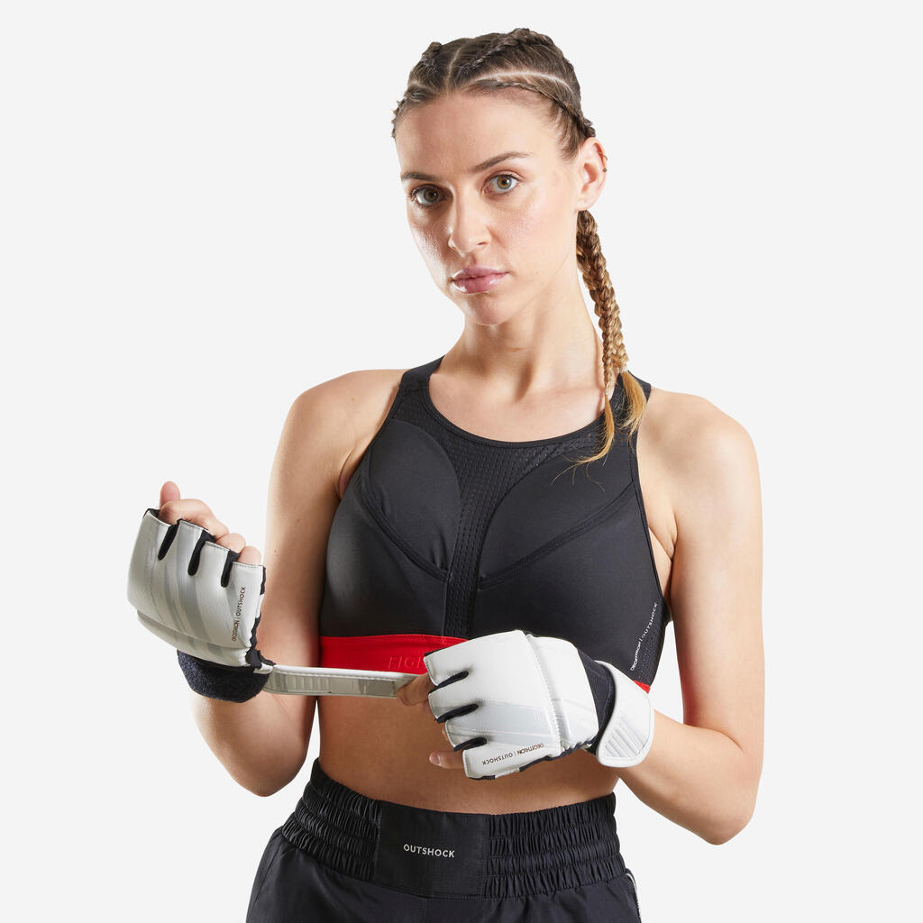 SOSTÉN DEPORTIVO MUJER CON PROTECCIÓN PARA BOXEO NEGRO/ROJO 500