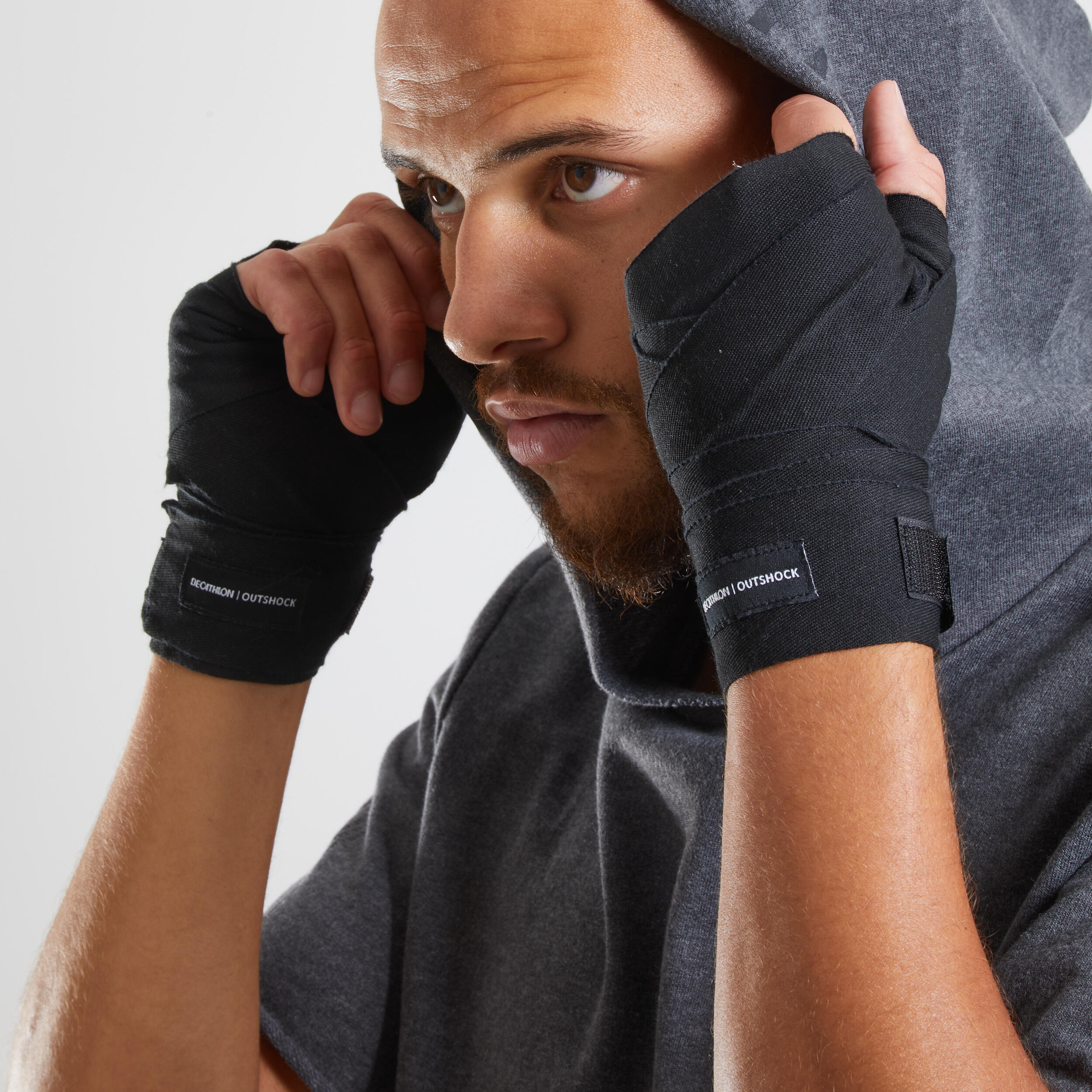 BANDES DE BOXE 100 2,5M NOIRS - OUTSHOCK