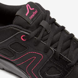 NEWFEEL Sneakers voor sportief wandelen dames HW 100 zwart / roze |  Decathlon