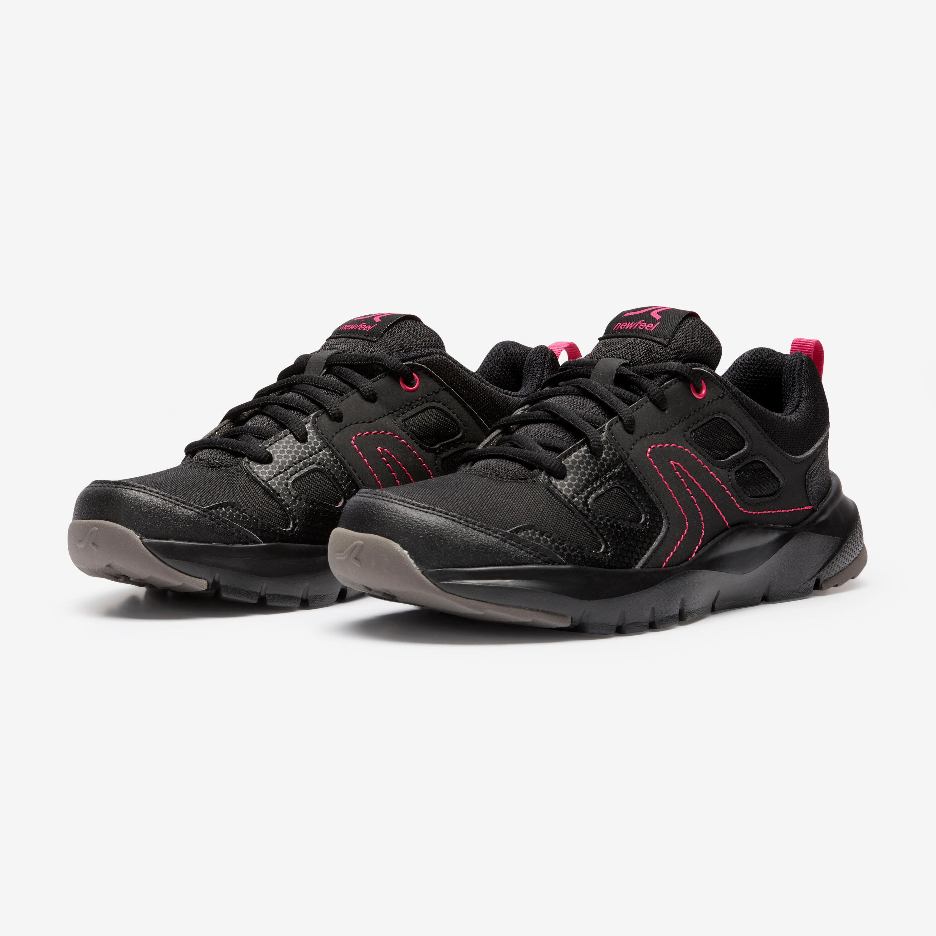 Women's Active Walking Shoes HW 100 - black/pink 5/7
