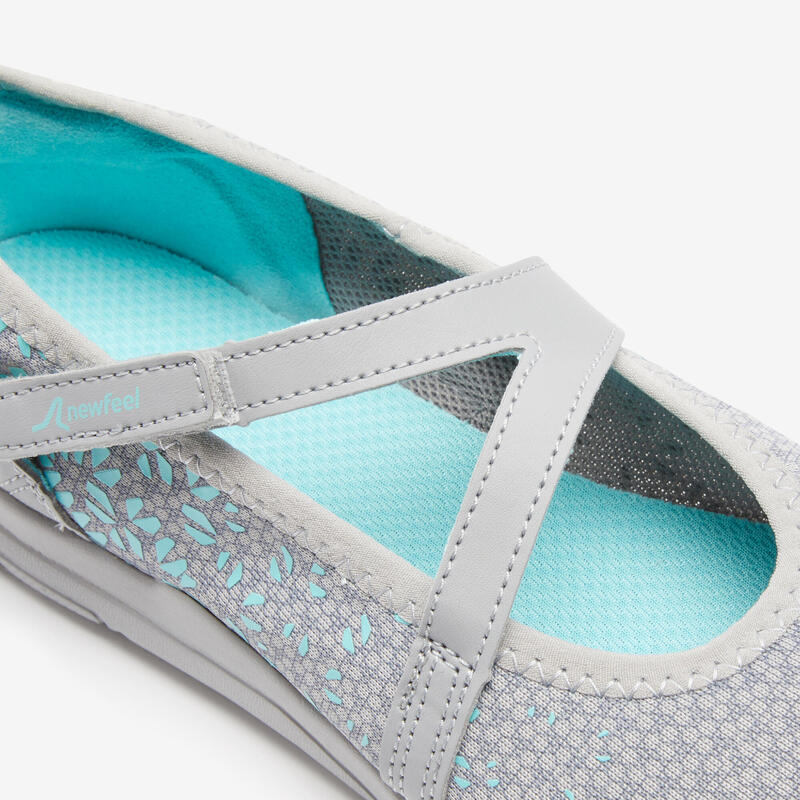 Ballerina's voor wandelen in de stad dames PW 160 Br'easy grijs turquoise