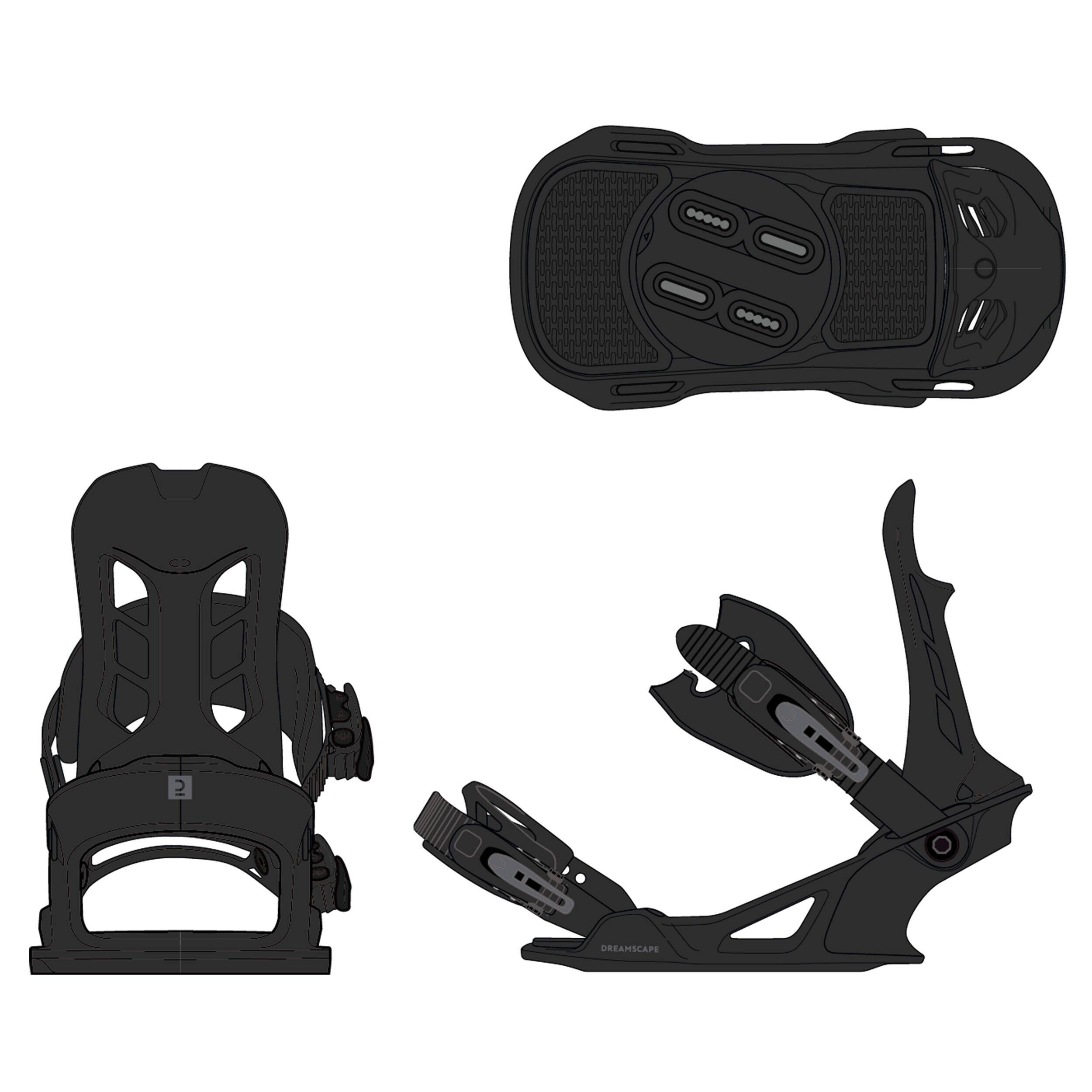 Men Snowboard Bindings On/Off Piste SNB 100-Black