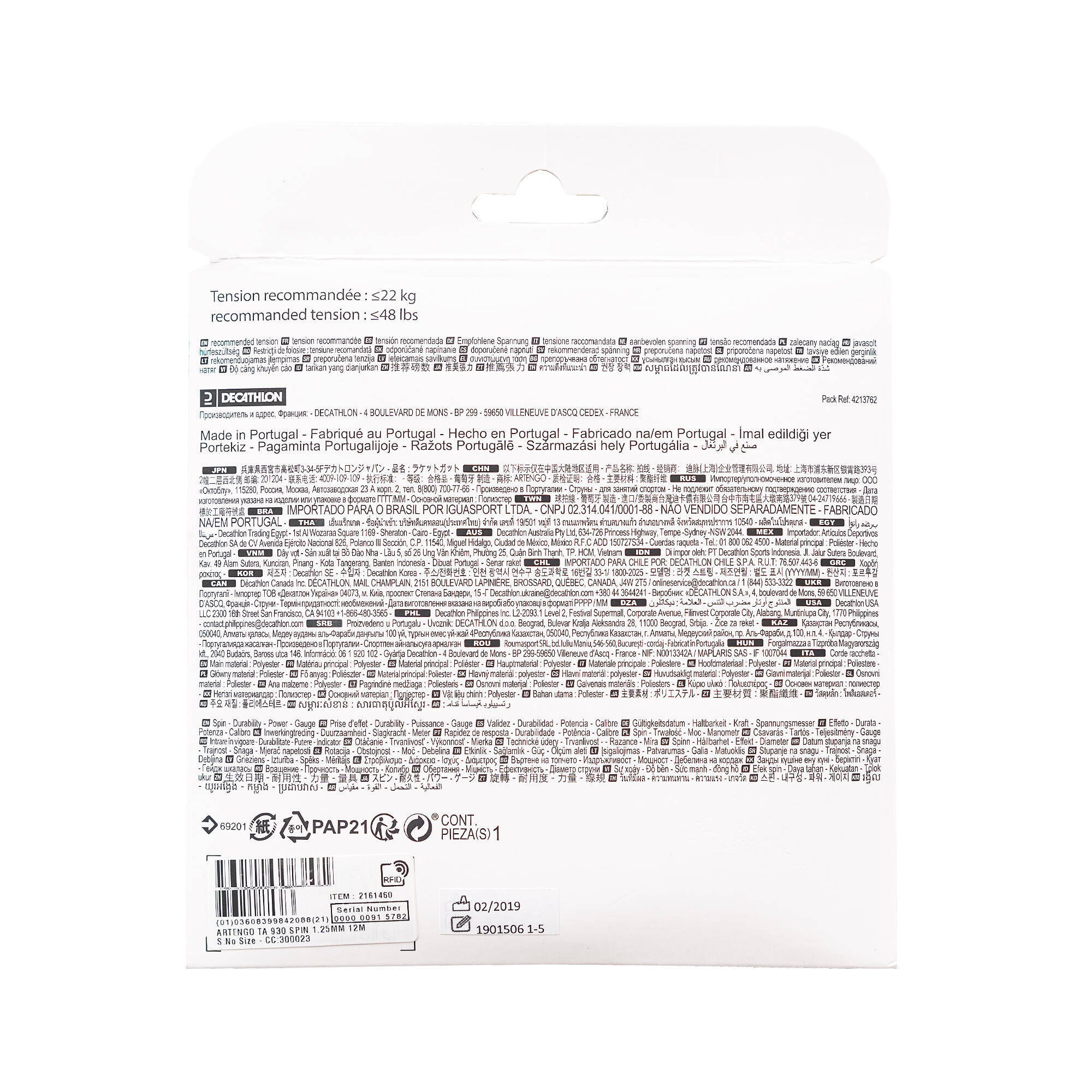 Tennis Racket String 1.25mm TA930 Spin -  2