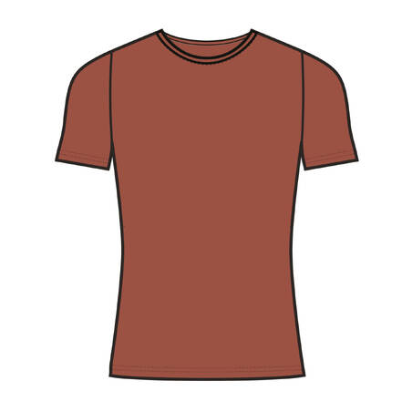 T-Shirt Fitness Slim-Fit Katun Elastis - Sepia