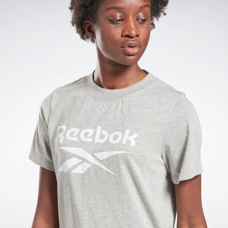 

Футболка для фитнеса хлопковая эластичная женская Reebok серая, X8742619