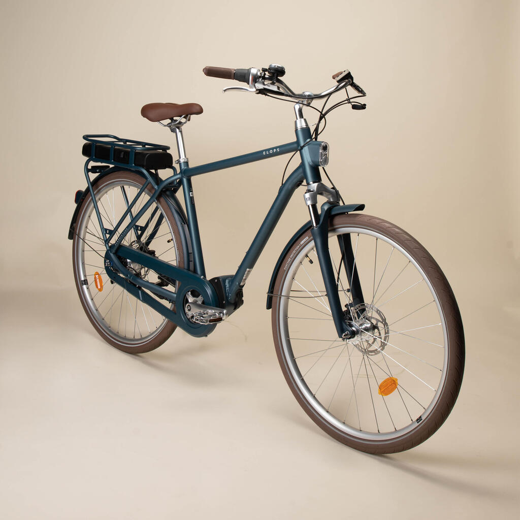 Mestský elektrický bicykel Elops 920 E Connect s vysokým rámom zelený