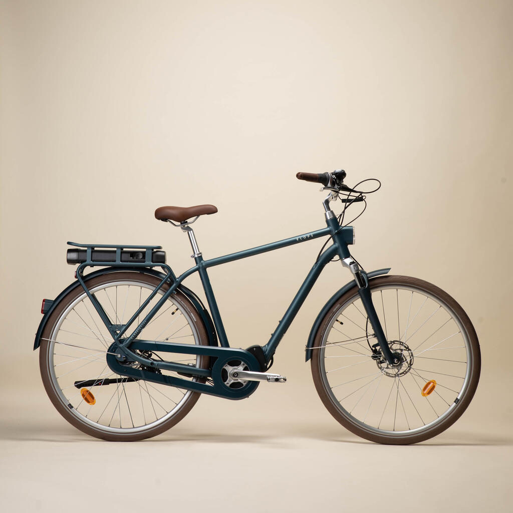 Mestský elektrický bicykel Elops 920 E Connect s vysokým rámom zelený