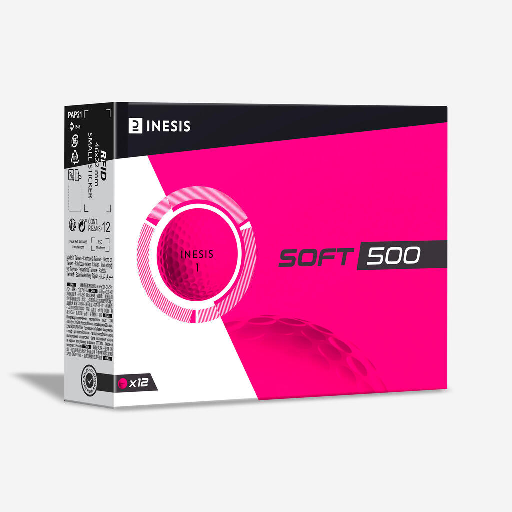 Golfipallid Inesis Soft 500, matt punane, 12 tk