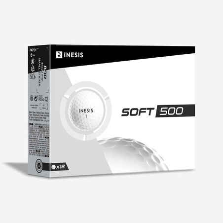 Pelotas de golf X12 unidades - Inesis Soft 500 blanco