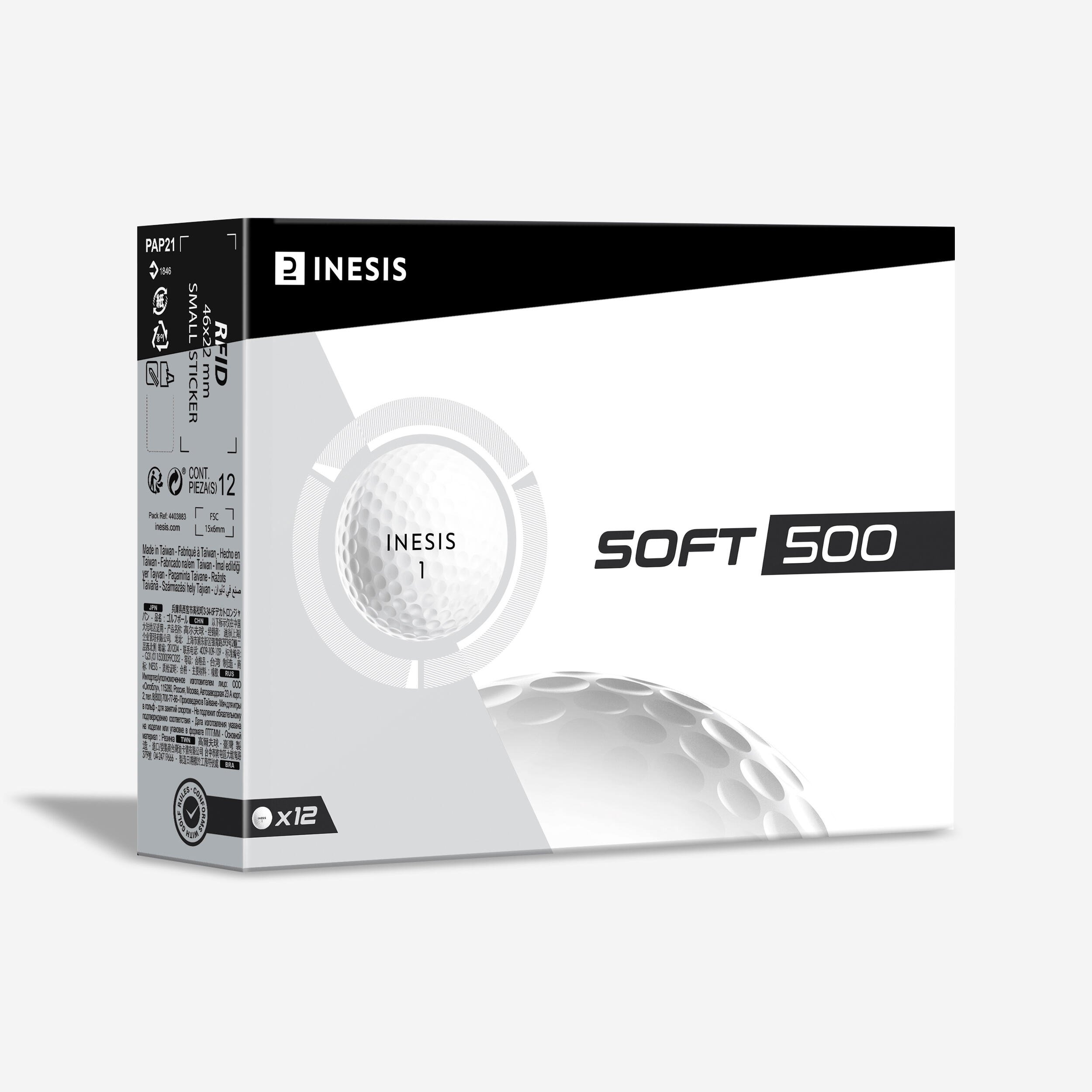 GOLF BALLSx12 - INESIS SOFT 500 WHITE 1/9