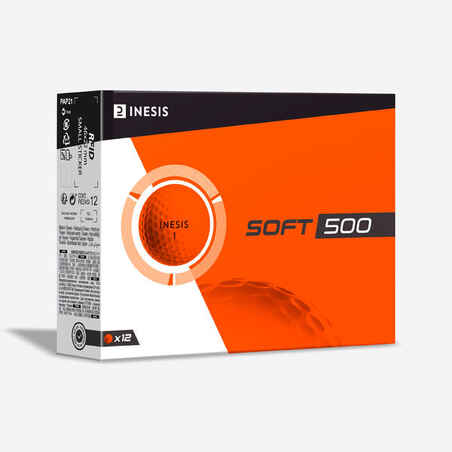 Pelotas de golf X12 unidades - Inesis Soft 500 naranja