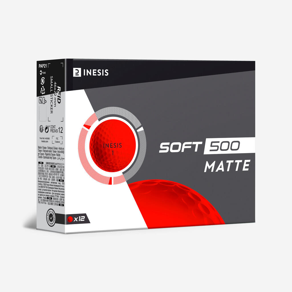 Golfipallid Inesis Soft 500, matt punane, 12 tk