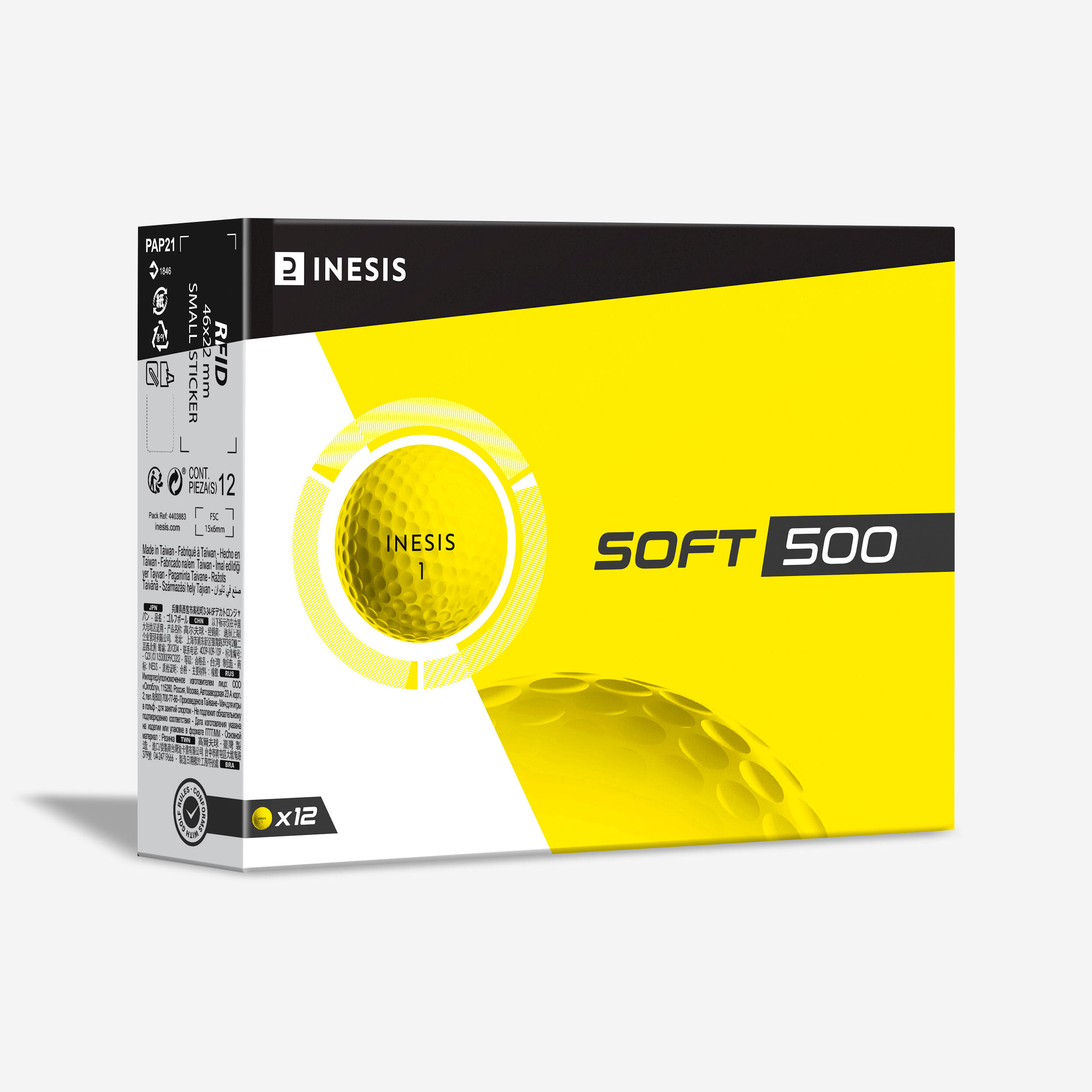 Golf balls x12 - INESIS Soft 500 yellow 1/9