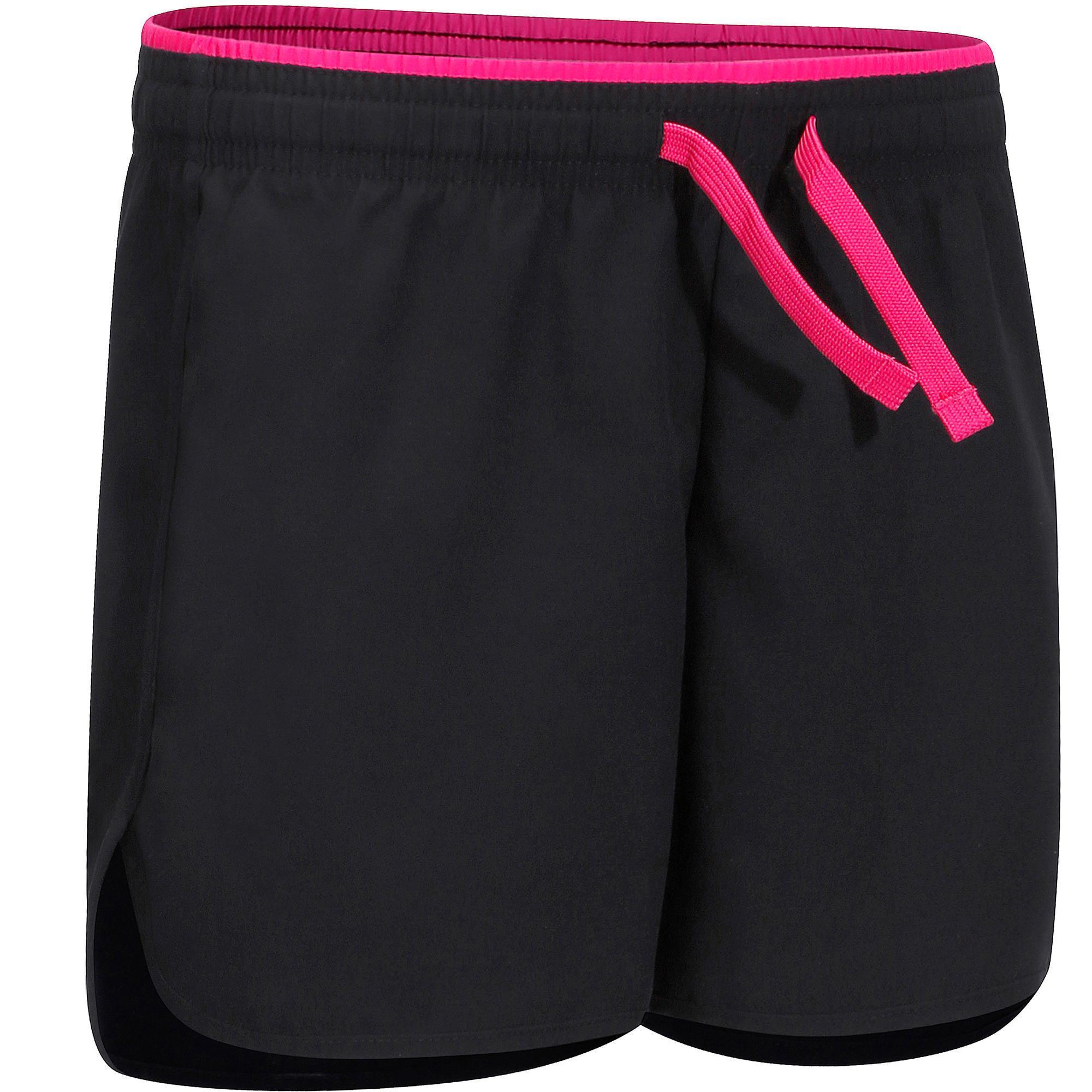 W500 Girls' Gym Shorts - Black/Pink 