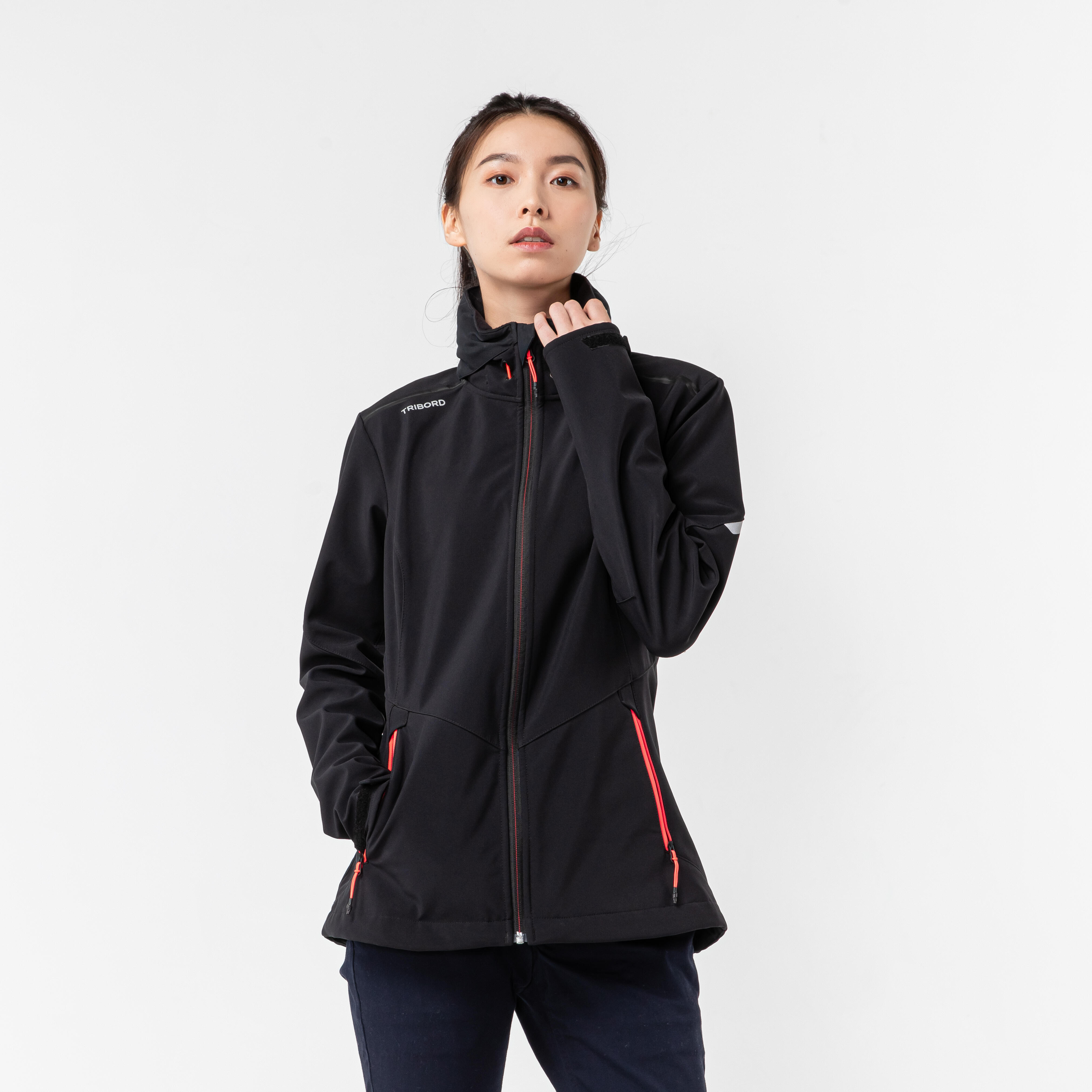 Women’s Windproof Softshell Jacket - 900 Black - TRIBORD