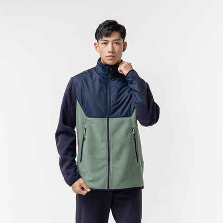 Kaki zelena in modra moška jadralna jakna iz flisa 500