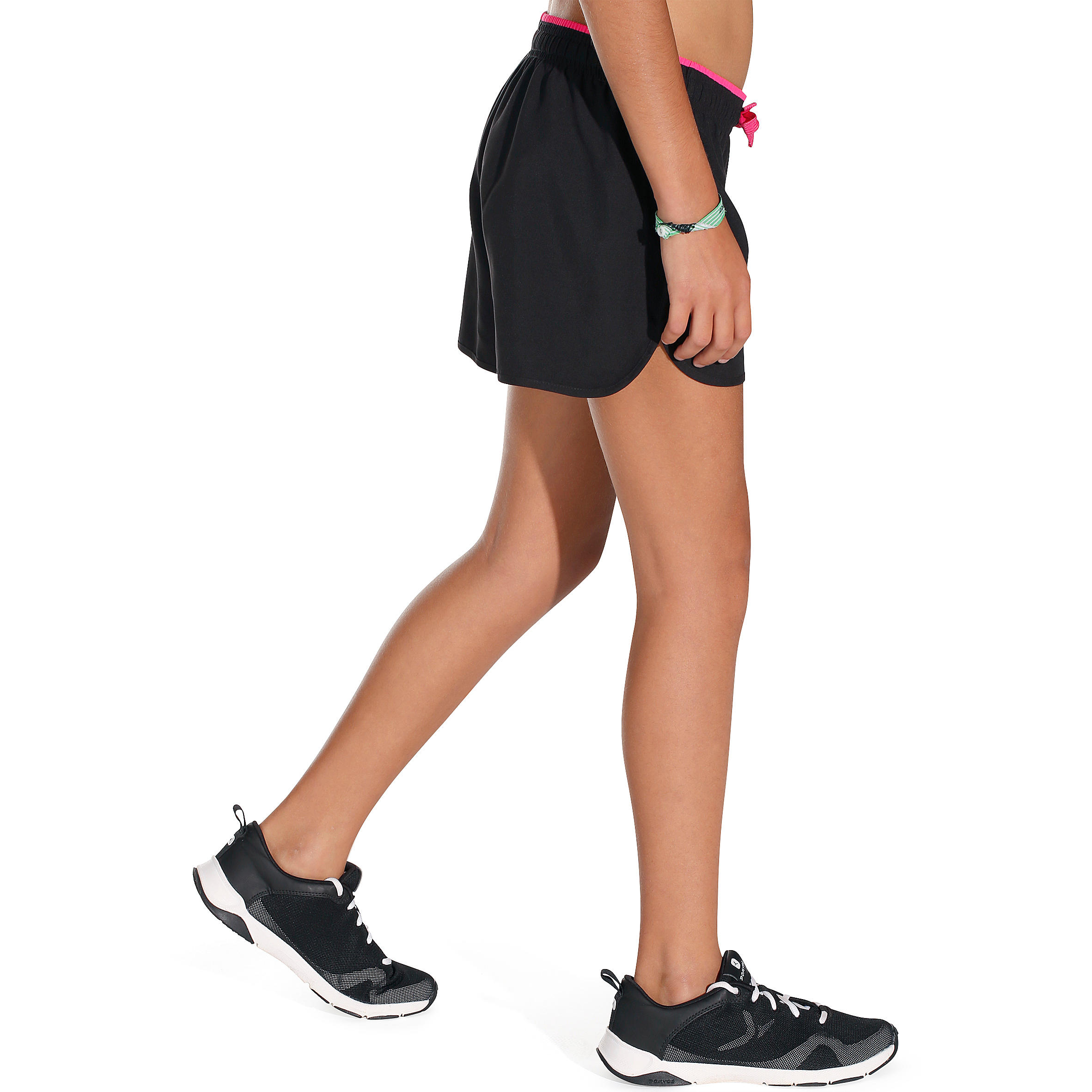 W500 Girls' Gym Shorts - Black/Pink 3/12