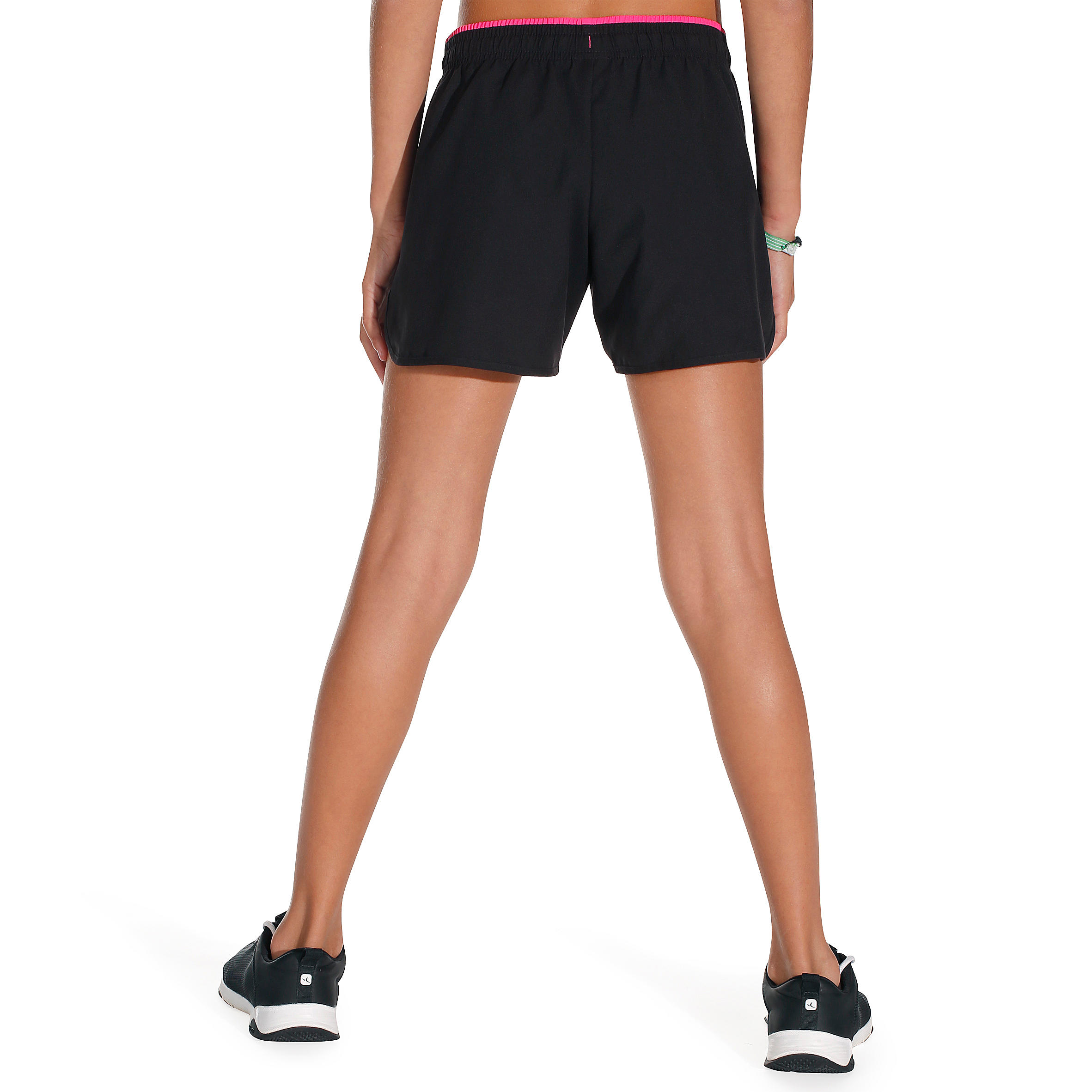 W500 Girls' Gym Shorts - Black/Pink 4/12