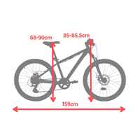 Kids' 24-inch lightweight aluminium mountain bike, red