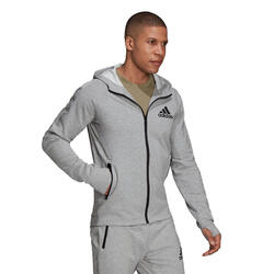 CHAQUETA CAPUCHA FITNESS ADIDAS HOMBRE GRIS ADIDAS | Decathlon