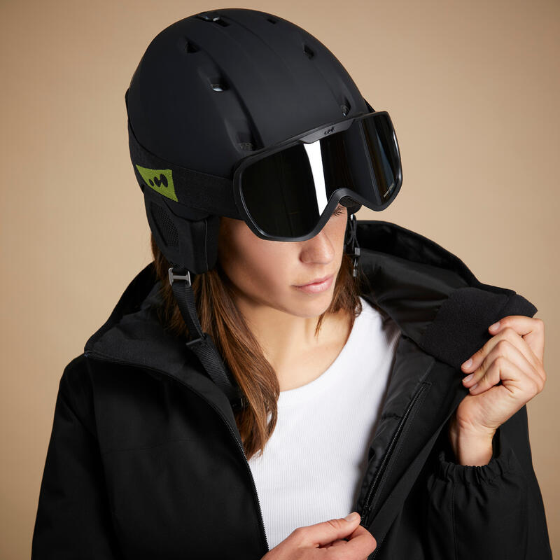 Skijacke warm und wasserdicht Damen - 100 schwarz