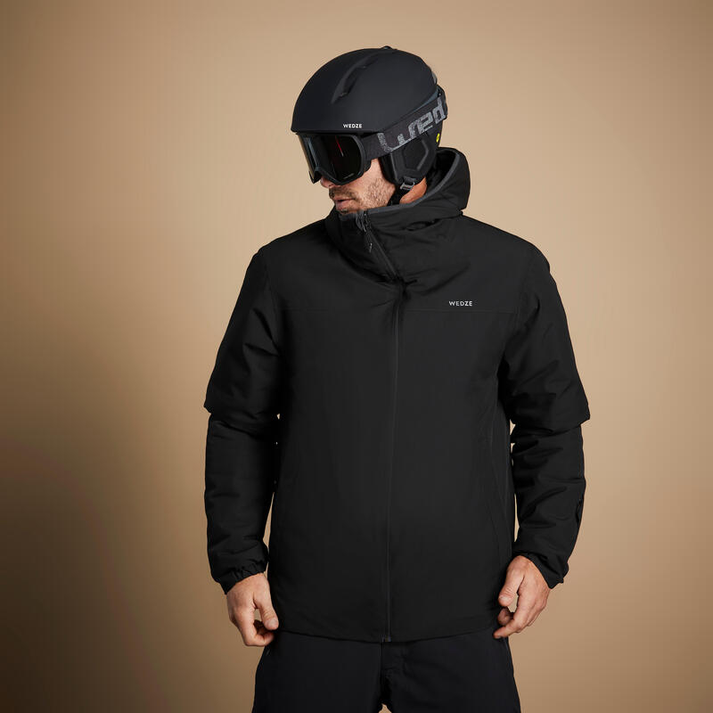 Warme en waterdichte ski-jas voor heren 100 zwart