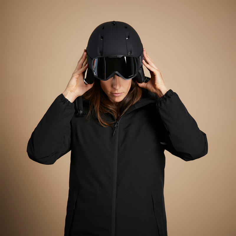 Veste de ski chaude et imperméable femme, 100 noir