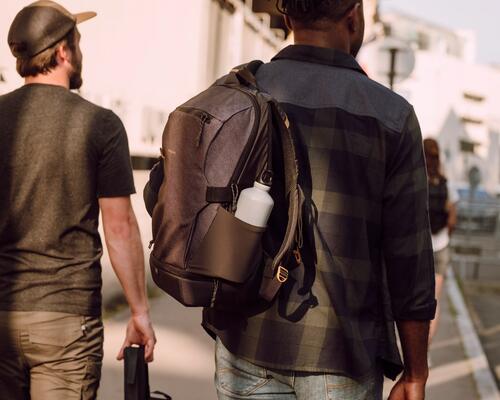 Men wearing backpack