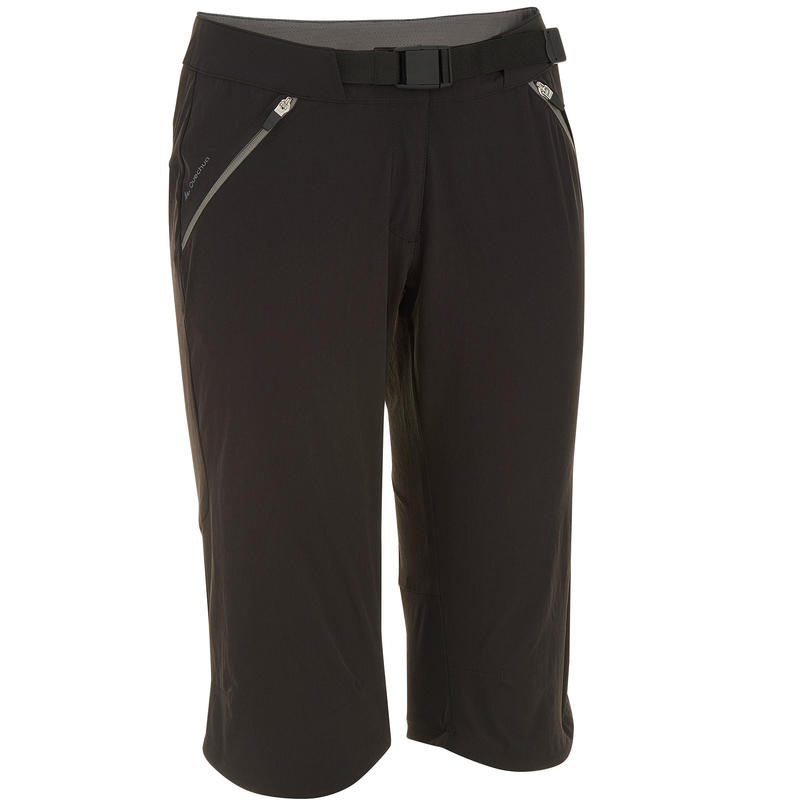 Pantalón capri campismo dama Forclaz 500 negro Pantalón capri campismo dama Forclaz 500 negro