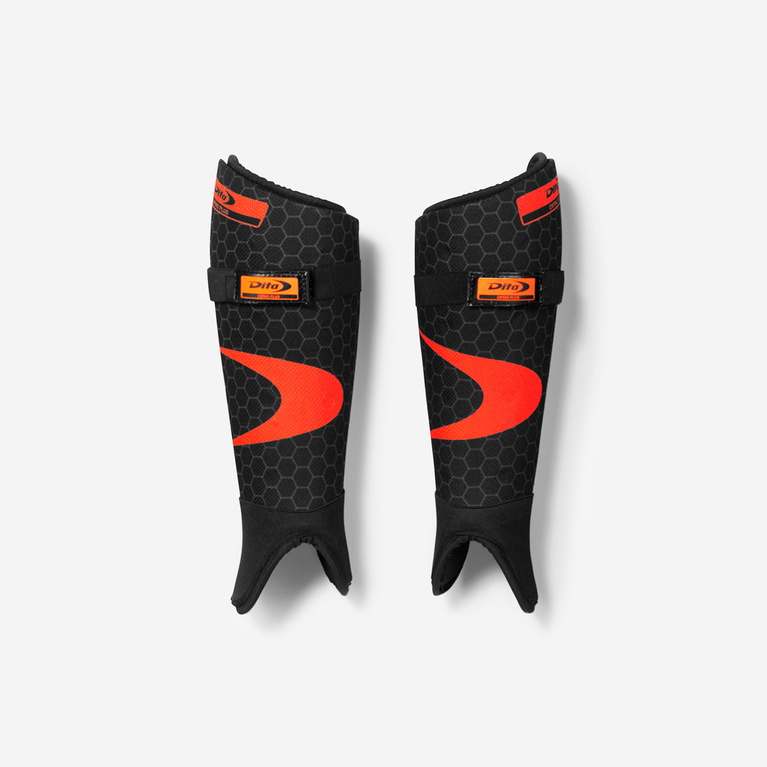 Dita - Protège-tibias De Hockey Sur Gazon Intensité Moyenne Adulte Ortho + Noir Rouge - Protège-tibia - Hockey Sur Gazon - Noir-rouge - 44l -