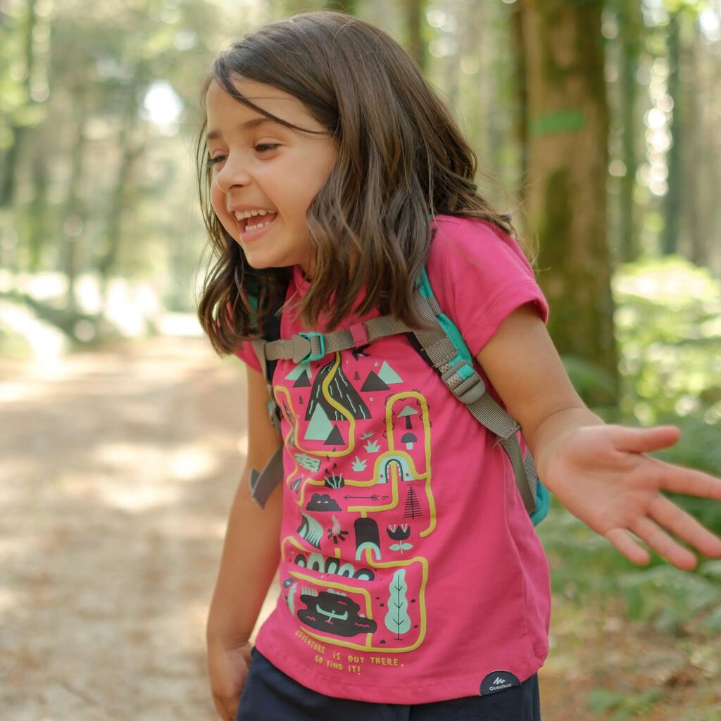 T-shirt de randonnée - MH100 KID rose pâle phosphorescent - enfant 2-6 ANS
