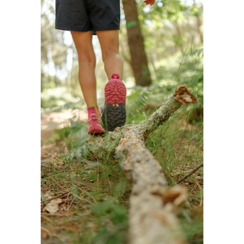 Chaussures de randonnée montagne avec scratch fille Crossrock bleues/rose 24-34