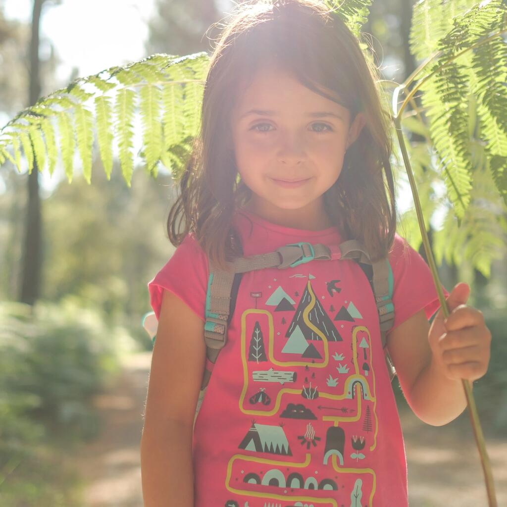 T-shirt de randonnée - MH100 KID rose pâle phosphorescent - enfant 2-6 ANS