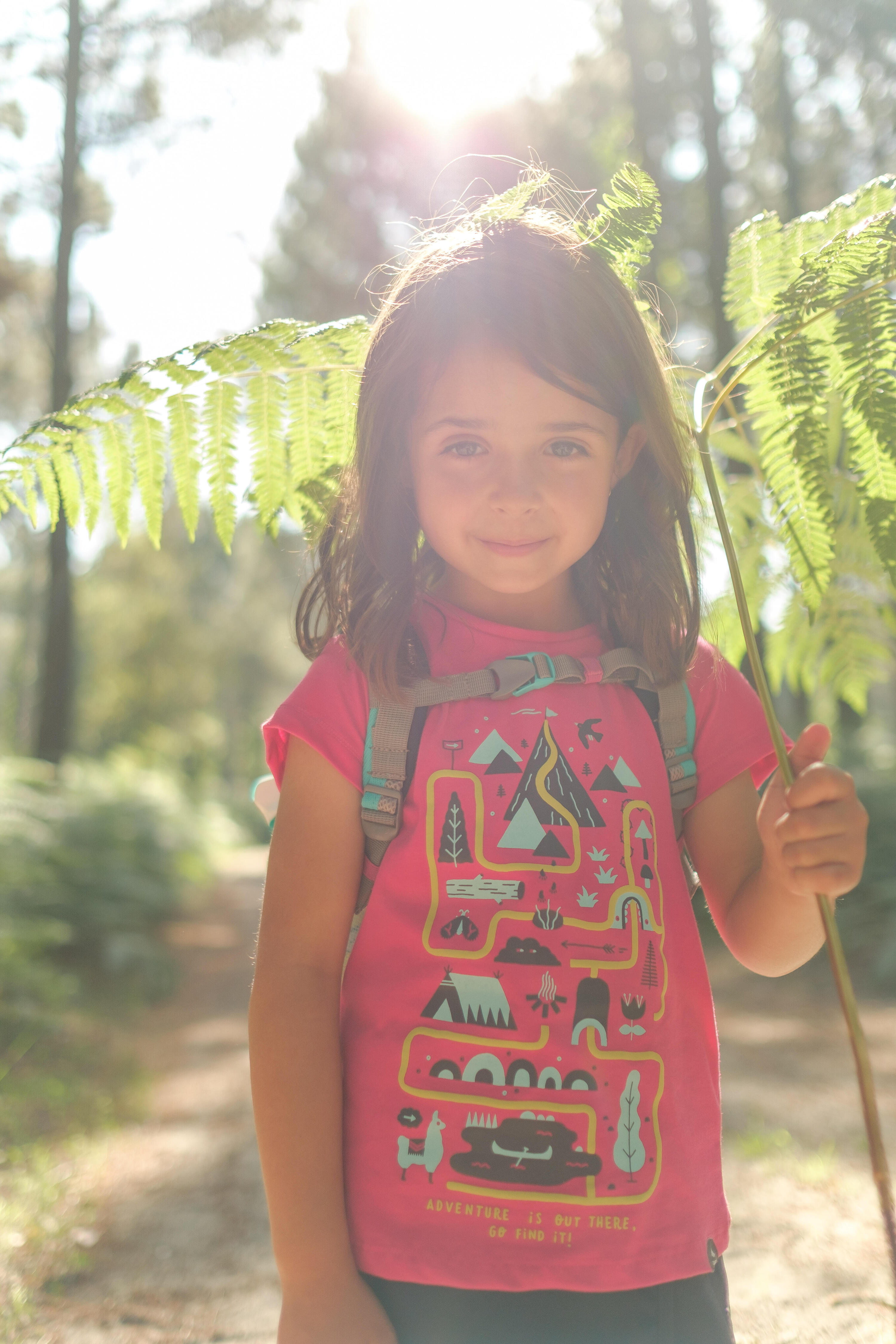 Children's Hiking t-shirt - MH100 KID - Age 2-6 YEARS - pink  2/6