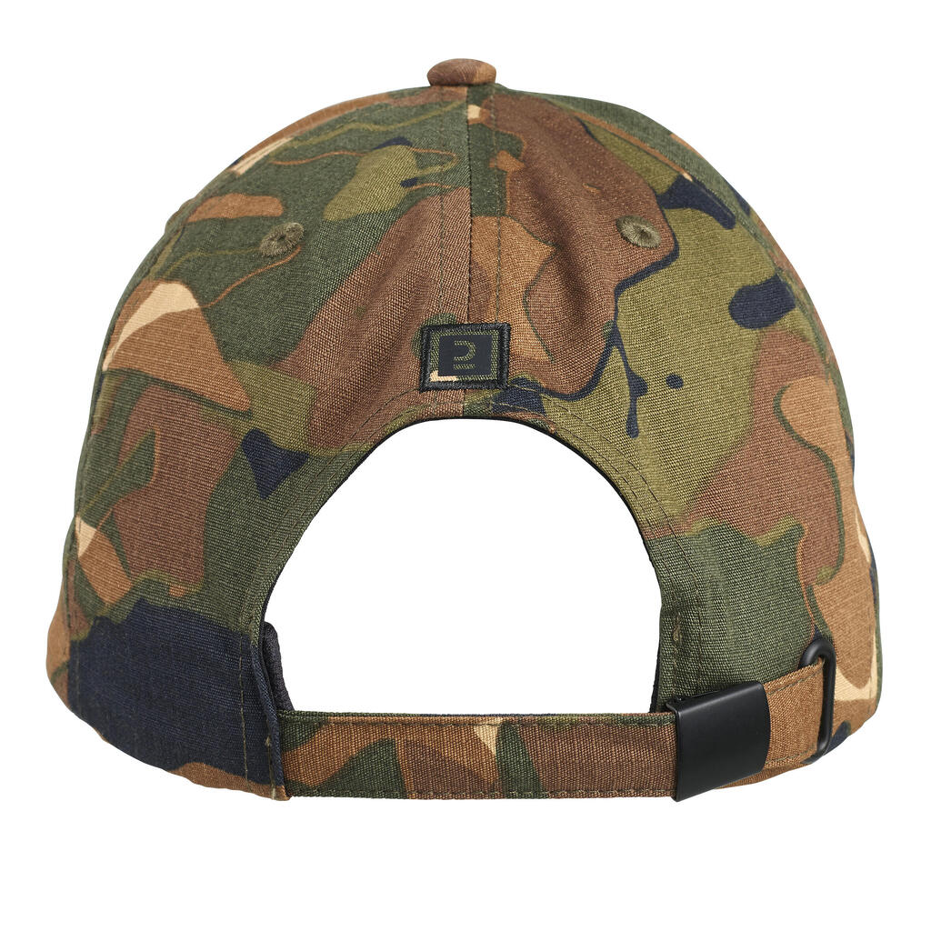 Casquette chasse 500 Résistante Camo Woodland Vert et Marron